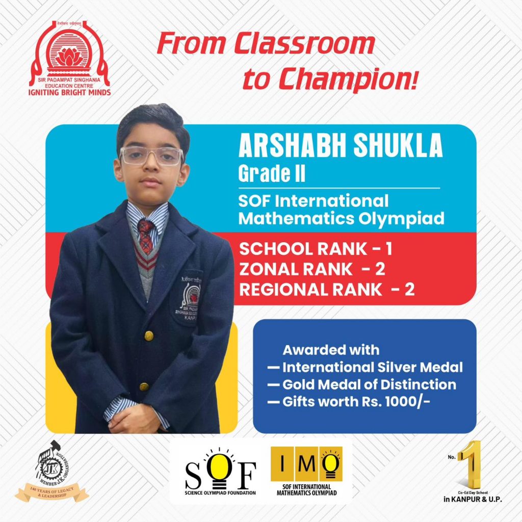 From Classroom to Champion: Arshabh Shukla Shines at the SOF International Mathematics Olympiad